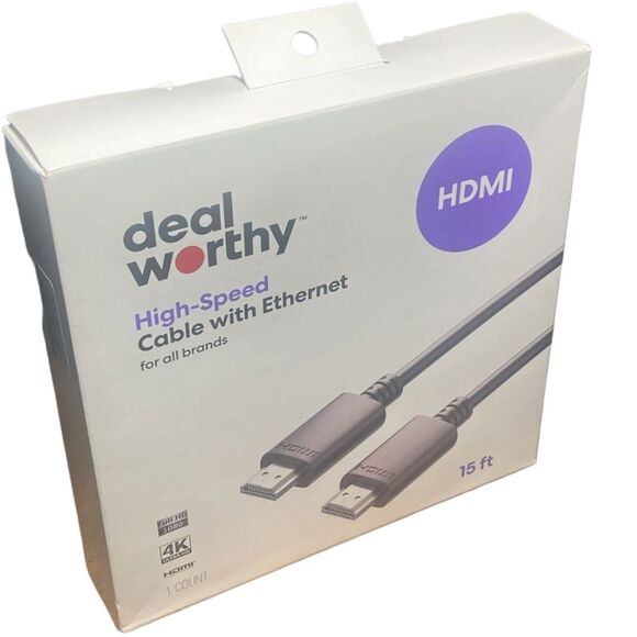dealworthy 15ft HDMI High Speed Cable with Ethernet - 4K Ultra HD, 1080p Full HD - Picture 4 of 4